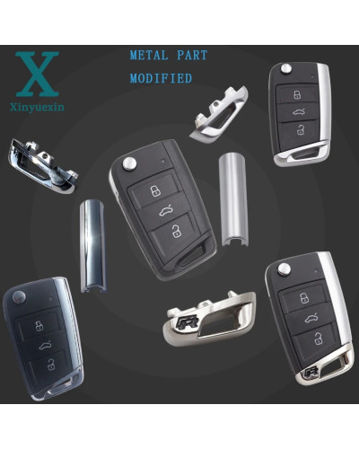 Xinyuexin pieza de llave de Metal automática con logotipo R para Vw Golf 7 para Vw MK7 para Skoda Octavia A7 para Seat llave rem