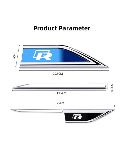 Pegatina de Metal 3D para coche, emblema de VW, hoja de guardabarros, calcomanía para Volkswagen R Tiguan Passat Golf Polo Touar