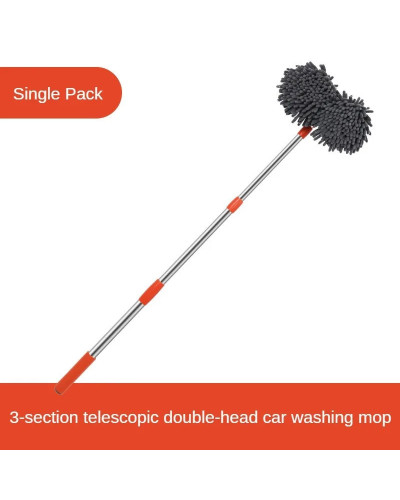 Rotating Double Brush Head Car Wash Mop Auto Supplies Three-Section Te