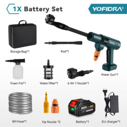 Yofidra 200Bar 3500W Brushless Electric High Pressure Washer 6-in-1 Car Washing Garden Water Gun for Makita 18VBattery Spray Gun