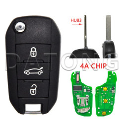 Datong World Car Remote Key For Peugeot 208 2008 308 508 Citroen C3 C4 C5 4A AES Chip 433.92FSK Replacement Flip Smart Control