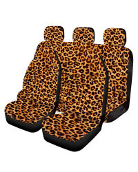 Fundas de asiento de coche con estampado Animal de leopardo púrpura, Juego completo para automóviles, sedán, SUV, accesorios int