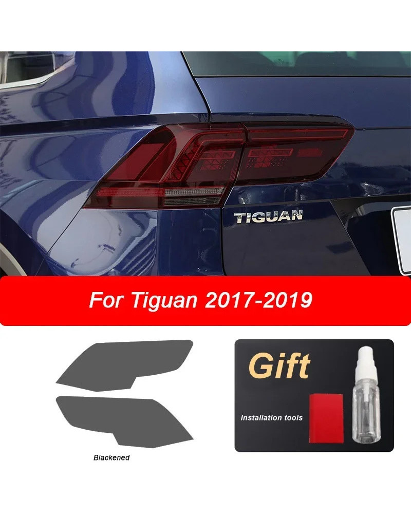 Película protectora para faros delanteros de coche, pegatina de TPU negra transparente para Volkswagen VW Tiguan 2017, 2018, 201