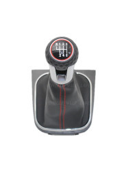 Perilla de palanca de cambios con Bota de cuero para coche VW Scirocco 2009, 2010, 2011, 2012, 2013, 2014, 6 velocidades