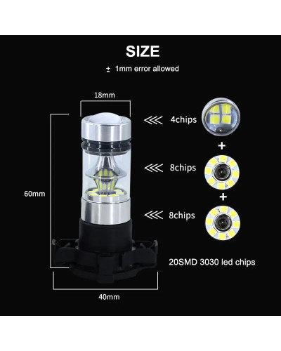 Luz LED de emergencia canbus PSY24W sin errores, luces de peligro, yellow3000k, para VW Passat B7 Tiguan Golf MK6 Audi Citroen C