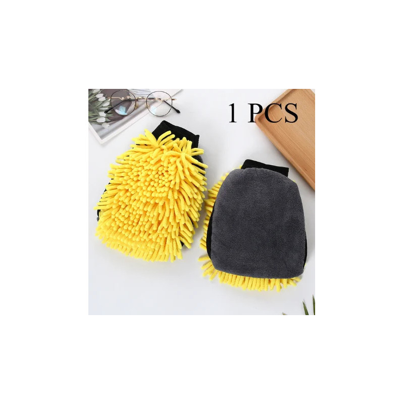 1PCS Waterproof Car Wash Microfiber Chenille Gloves Thick Car Cleaning Mitt Wax Detailing Brush Auto Care Double-faced Glove