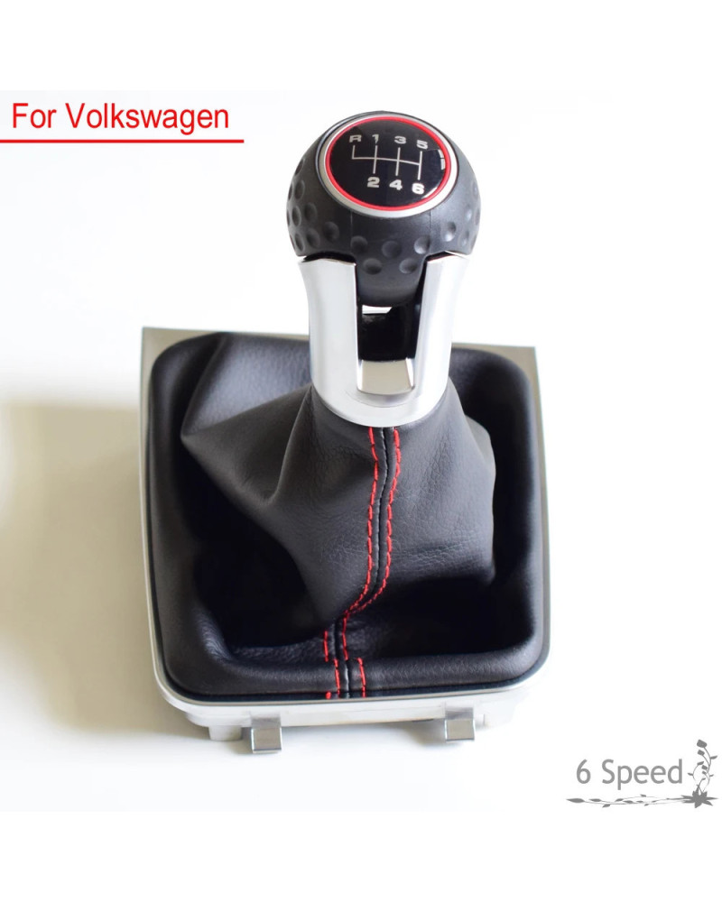 Perilla de palanca de cambio de marchas, botas de cuero negro para Volkswagen VW Golf 7 A7 MK7 VII para GTI GTD 5/6-2013, 2018 v