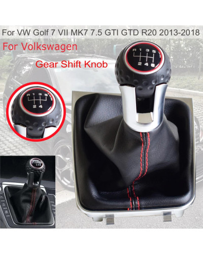 Perilla de palanca de cambio de marchas, botas de cuero negro para Volkswagen VW Golf 7 A7 MK7 VII para GTI GTD 5/6-2013, 2018 v