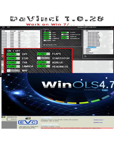 Davinci 1.0.28 Software+WinOLS 4.7 repair diagnostics activate infinit