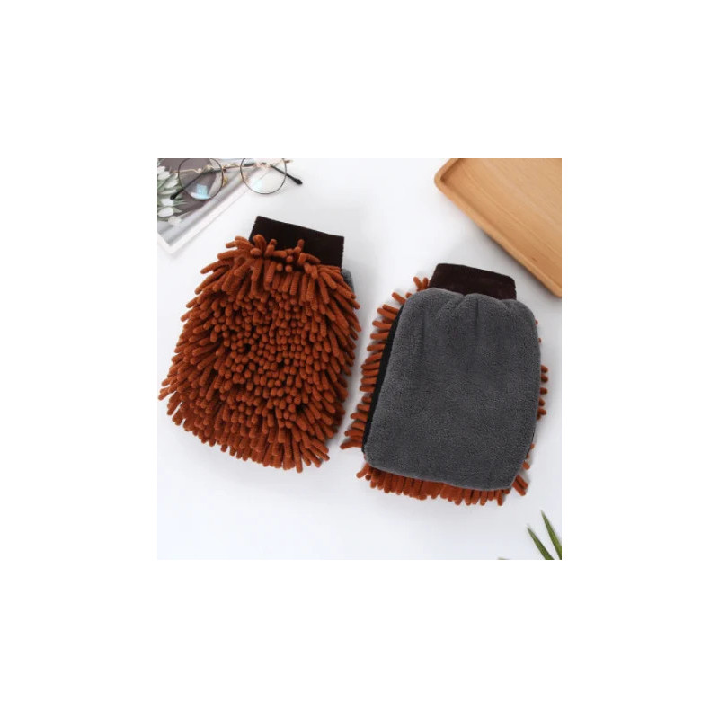 1PCS Waterproof Car Wash Microfiber Chenille Gloves Thick Car Cleaning Mitt Wax Detailing Brush Auto Care Double-faced Glove