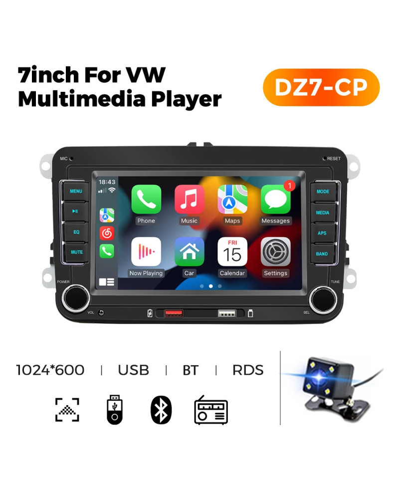 Radio con GPS para coche, reproductor Universal con CarPlay, 7 pulgadas, 2Din, BT 5,1, MP5, para Volkswagen, VW, Passat, Golf 5,