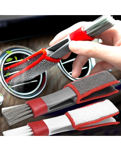 Car Wash Double Head Brushes Air Vent Cleaning Conditioner Grille Dust