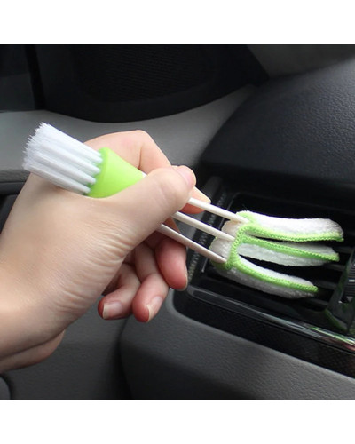 Car Wash Double Head Brushes Air Vent Cleaning Conditioner Grille Dust