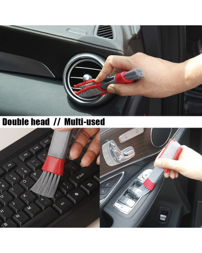 Car Wash Double Head Brushes Air Vent Cleaning Conditioner Grille Dust