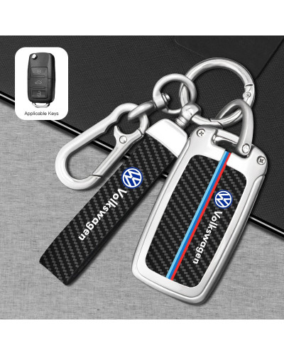 Funda protectora para llave de coche, carcasa con patrón de fibra de carbono para VW Polo Golf GTI 7 4 Passat Tiguan arteron Tou