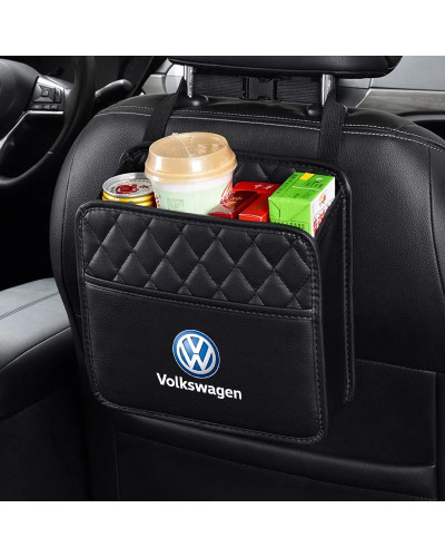 Bolsa de almacenamiento de cuero para asiento trasero de coche, organizador Interior para VW Rline GTI Polo Golf Passat Tiguan a