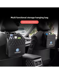 Bolsa de almacenamiento de cuero para asiento trasero de coche, organizador Interior para VW Rline GTI Polo Golf Passat Tiguan a