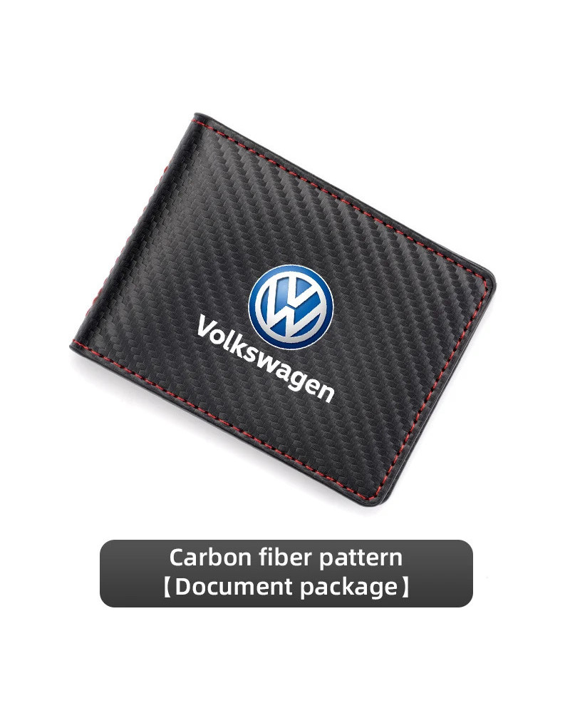 Funda de fibra de carbono para Licencia de coche, billetera para tarjeta de identificación, soporte de crédito para VW Polo Golf