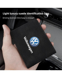 Funda de fibra de carbono para Licencia de coche, billetera para tarjeta de identificación, soporte de crédito para VW Polo Golf