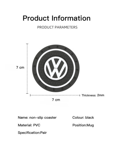 Posavasos de PVC antiruido para coche, herramientas de esterilla para taza de agua automática para VW GTI, Polo, Golf, Passat, T