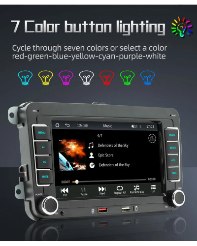 Radio multimedia con Android para coche, reproductor multimedia con Android, 7 pulgadas, 2 Din, HD, RDS, Airplay, estéreo, para 