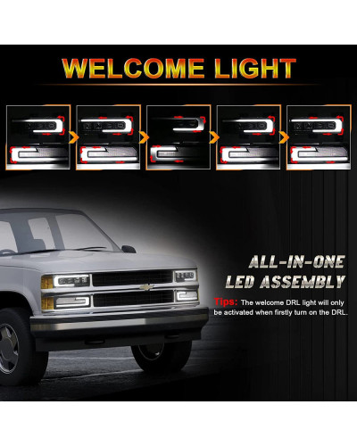 Luz LED derecha o izquierda para Chevy GMC C/K, 1988, 1998, 1500, Silverado, Tahoe Yukon, 2500-3500