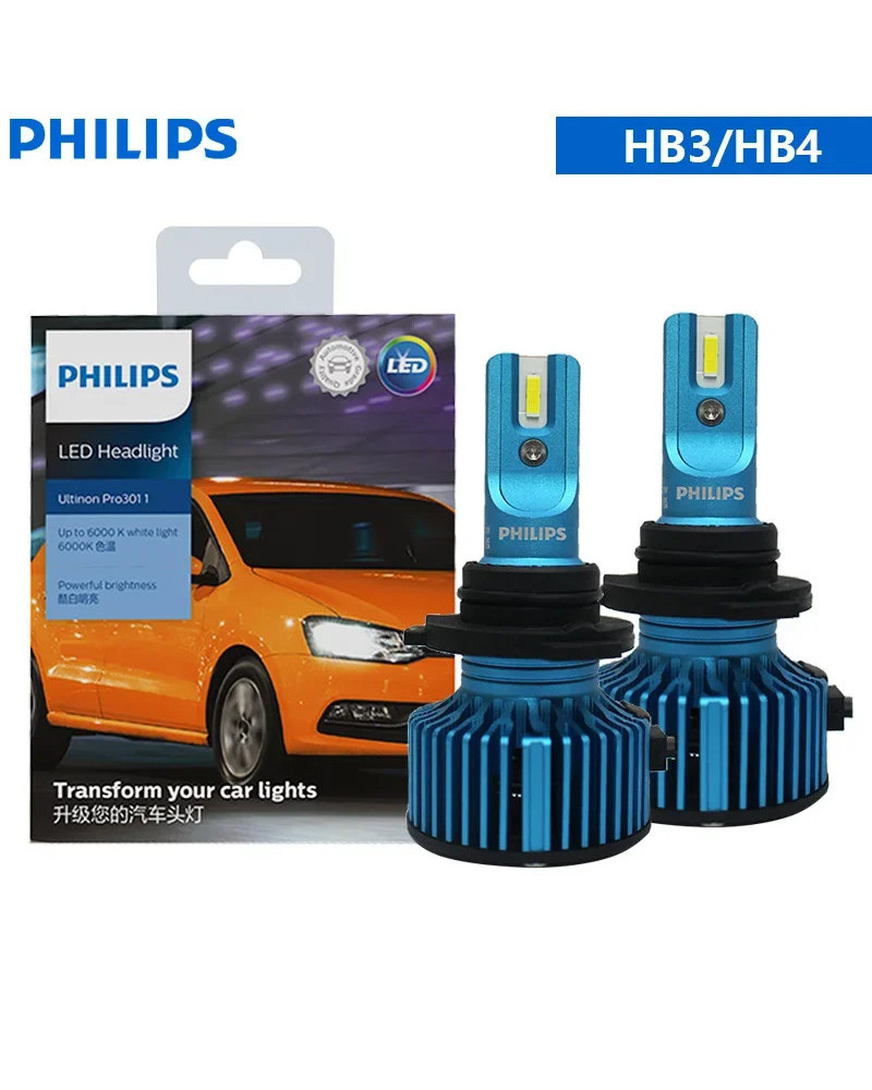 Philips-faros LED para coche, lámparas originales de color blanco brillante, H1, H4, H7, H11, Ultinon Pro3011, HB3, HB4, HIR2, 9