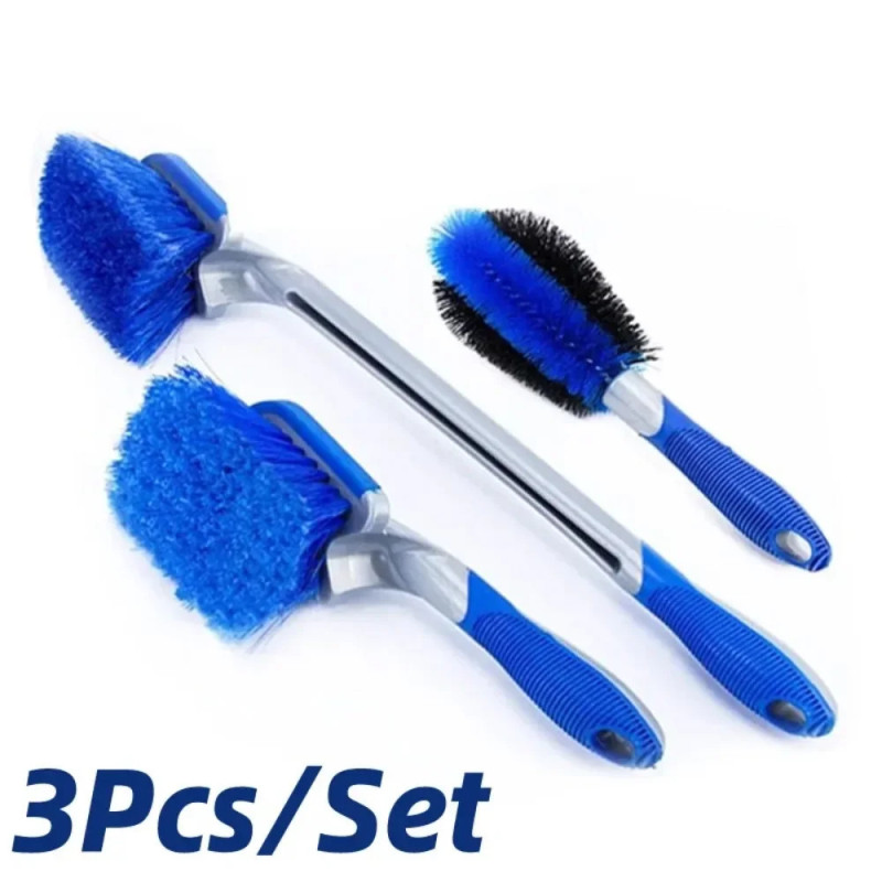 Brosse à anneau en acier pour l'entretien de la voiture, outil de lavage de voiture, brosse de moyeu de roue, brosse bleue BLOHo