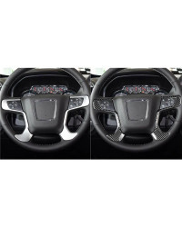 Pegatinas de fibra de carbono para volante de coche, accesorios interiores para Chevrolet Silverado 1500/GMC Sierra 1500 2014-20