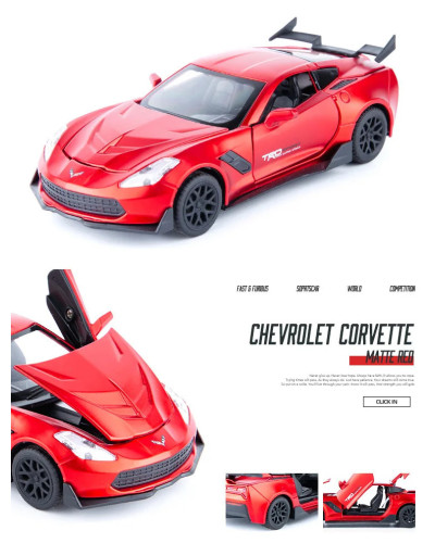 Chevrolet Corvette-Super coche de juguete para niños, modelo de coche, simulación de Metal fundido a presión, vehículos de aleac