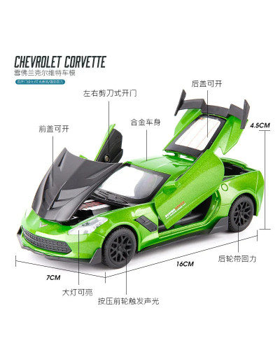 Chevrolet Corvette-Super coche de juguete para niños, modelo de coche, simulación de Metal fundido a presión, vehículos de aleac