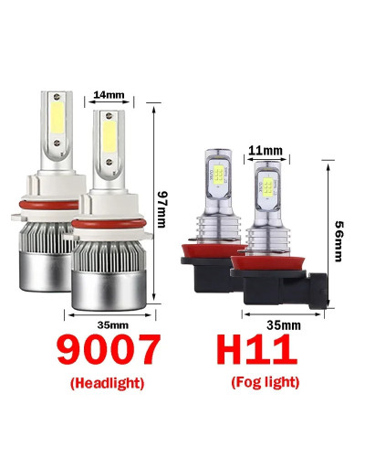 Faro led de haz Alto y Bajo para coche, bombillas antiniebla para Chevrolet Equinox 2005-2009 Suzuki SX4 2007 2008 2009 2010 201