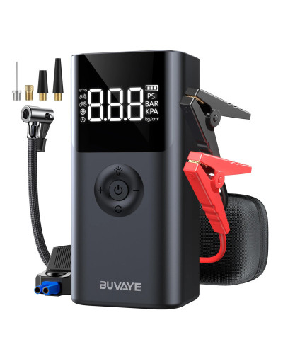 BUVAYE 2500A Car Jump Starter Power Bank Portable 150PSI Air Pump 12V 