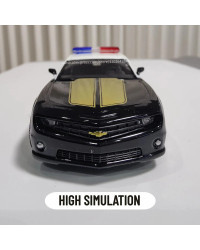 Modelo de coche de policía Chevrolet Camaro 1:36, réplica a escala de Metal, arte en miniatura, decoración del hogar, estilo de 