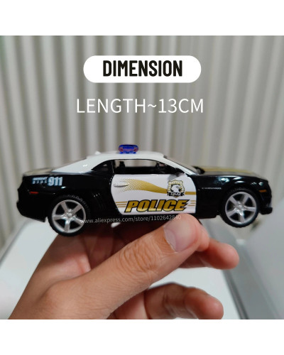 Modelo de coche de policía Chevrolet Camaro 1:36, réplica a escala de Metal, arte en miniatura, decoración del hogar, estilo de 