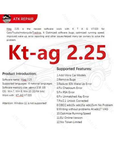 Diagnostic Software Kt-ag 2.25 with Crack 1996-2016 Car Truck ECU Work