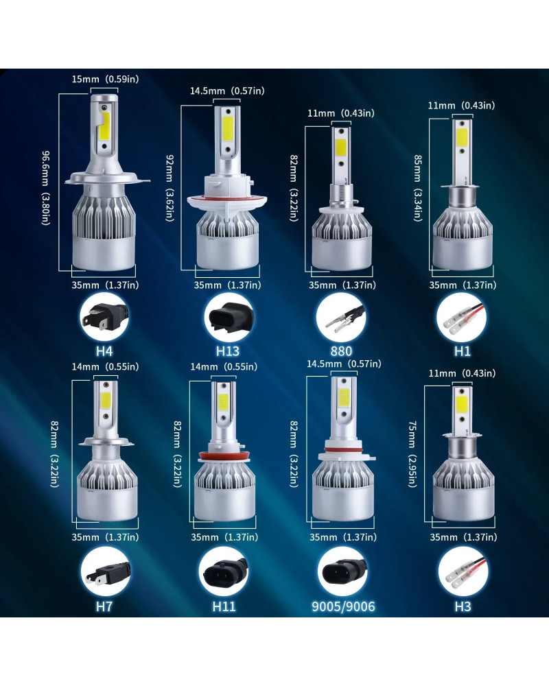 Faros led de coche C6, Bombilla H7 H4 H8 H1 H3 H11 HB3 9005 HB4 9006 9007, luces antiniebla 3000K 6000K, venta al por mayor, 2 u