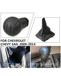 Perilla de palanca de cambio de marchas de cuero MT, cubierta de bota de polaina para Chevrolet Chevy Sail, alta calidad, 5 velo