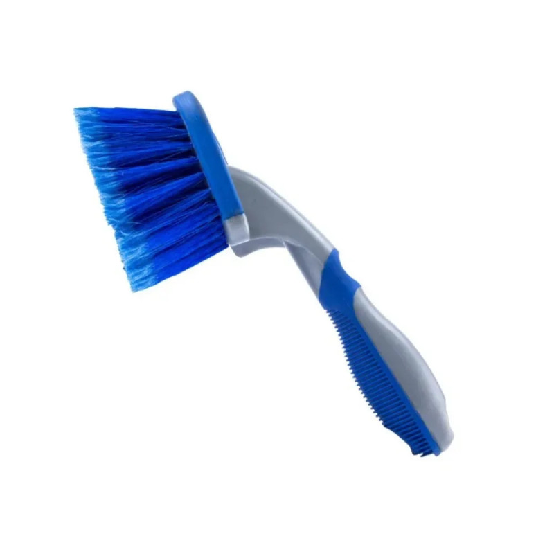 Brosse à anneau en acier pour l'entretien de la voiture, outil de lavage de voiture, brosse de moyeu de roue, brosse bleue BLOHo