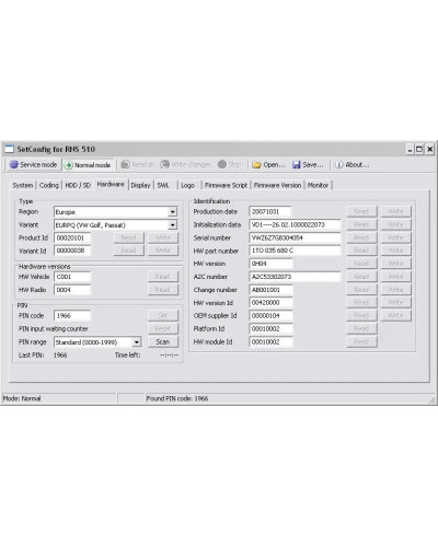 SetConfig 2.5.1 & 2.8.1 for RNS Identify Supports RNS510 RNS810 RNS850