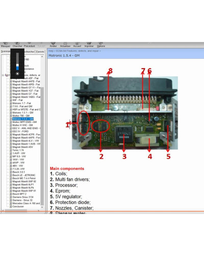 Car ECU Repair Software Description and Location Pinout Of ECU Compone