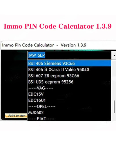 Immo PIN Code Calculator 1.3.9 software decode pin code on many PSA ec