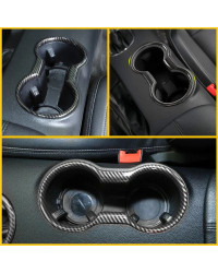 Cubierta de portavasos para Ford Mustang, moldura de moldura Interior de fibra de carbono, 2015, 2016, 2017, 2018, 2019, 2020, 2