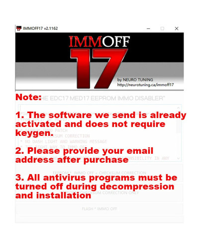 IMMO OFF 17 IMMOFF17 Software Activate Version EDC17 MED 17 Immo Off E