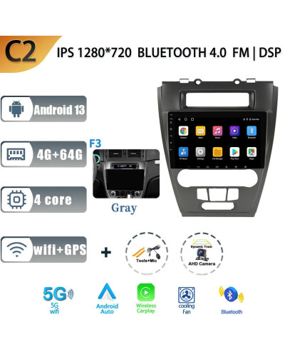 Radio automática Android 13 para Ford Mondeo 2009-2012 Multimedia estéreo para coche No 2 Din navegación 4G GPS pantalla Bluetoo