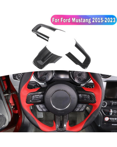 Cubierta de Panel de volante estilo fibra de carbono, pegatina embellecedora para Ford Mustang 2015-2023, accesorios interiores 