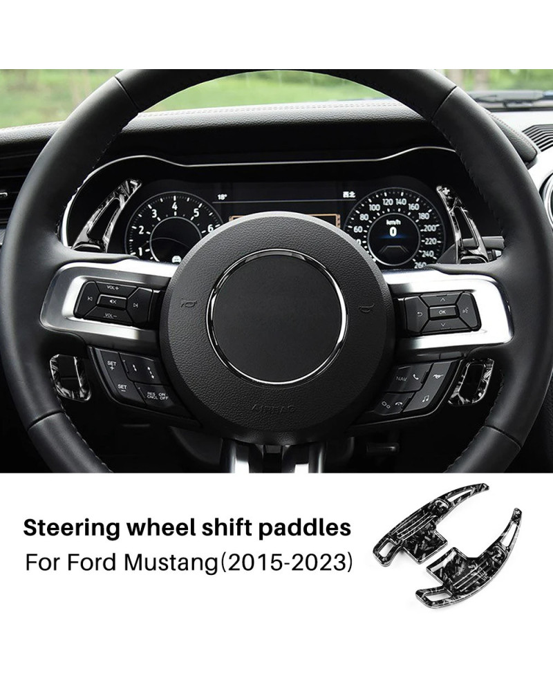 Cubierta de palanca de cambios de volante de coche, accesorios embellecedores ABS para Ford Mustang 2015, 2016, 2017, 2018, 2019