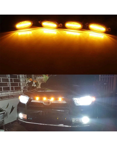 Luz LED de rejilla delantera Universal para coche, luz de parrilla de 12LED ámbar ahumado, lámpara de ojo de águila para maleter