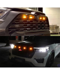 Luz LED de rejilla delantera Universal para coche, luz de parrilla de 12LED ámbar ahumado, lámpara de ojo de águila para maleter