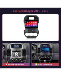 Radio Estéreo con GPS para coche, reproductor Multimedia con Android 14, 2 DIN, 4G, navegación inalámbrica, para FORD RANGER 201